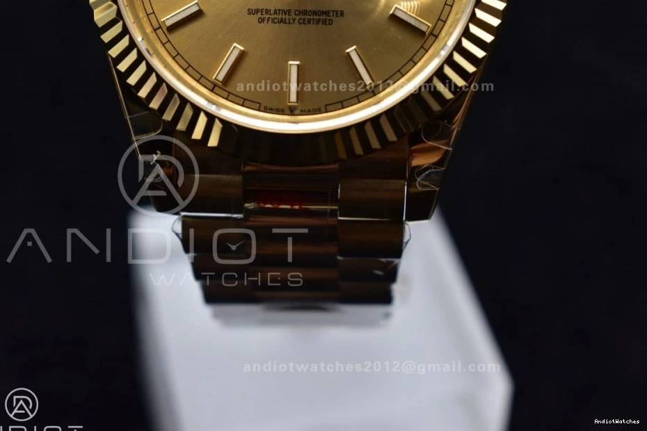 President 40 Affordable JDF Weight Gain Markers Bracelet Stick DayDate Steel YG A2836 904L V on YG Dial 731 0829